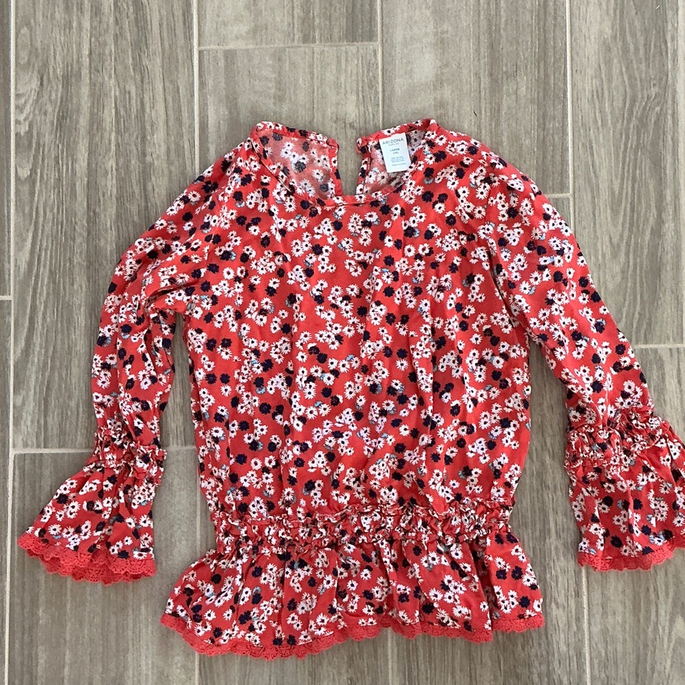 Arizona Jean Company Red Floral Kids Blouse
